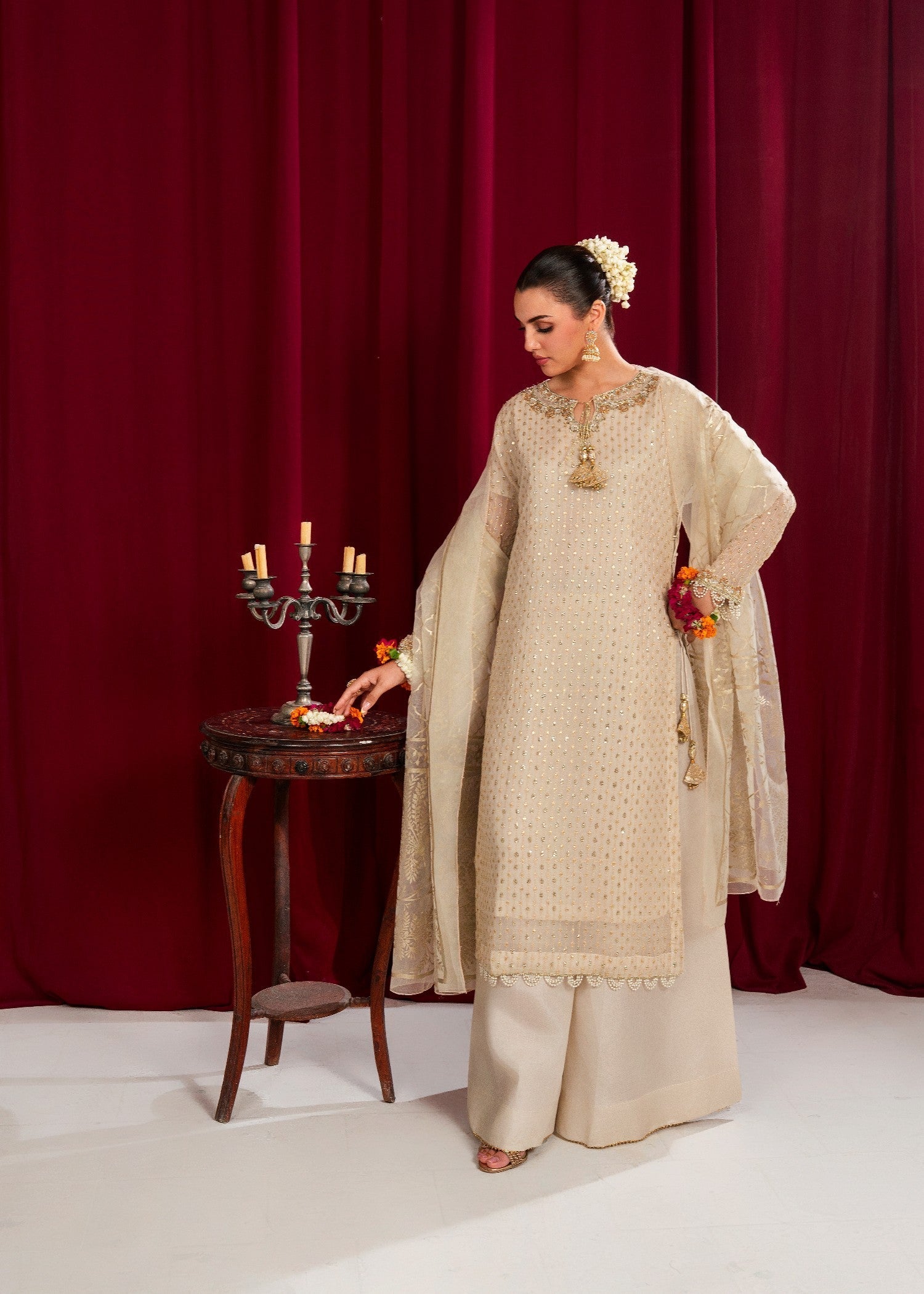 Maira Fashion Off White plazo set Women 4pcs