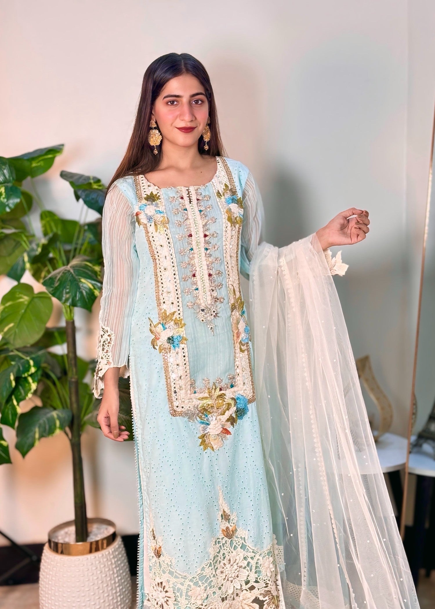 Khuda Baksh Creations S 125 Cyan Women 4pcs