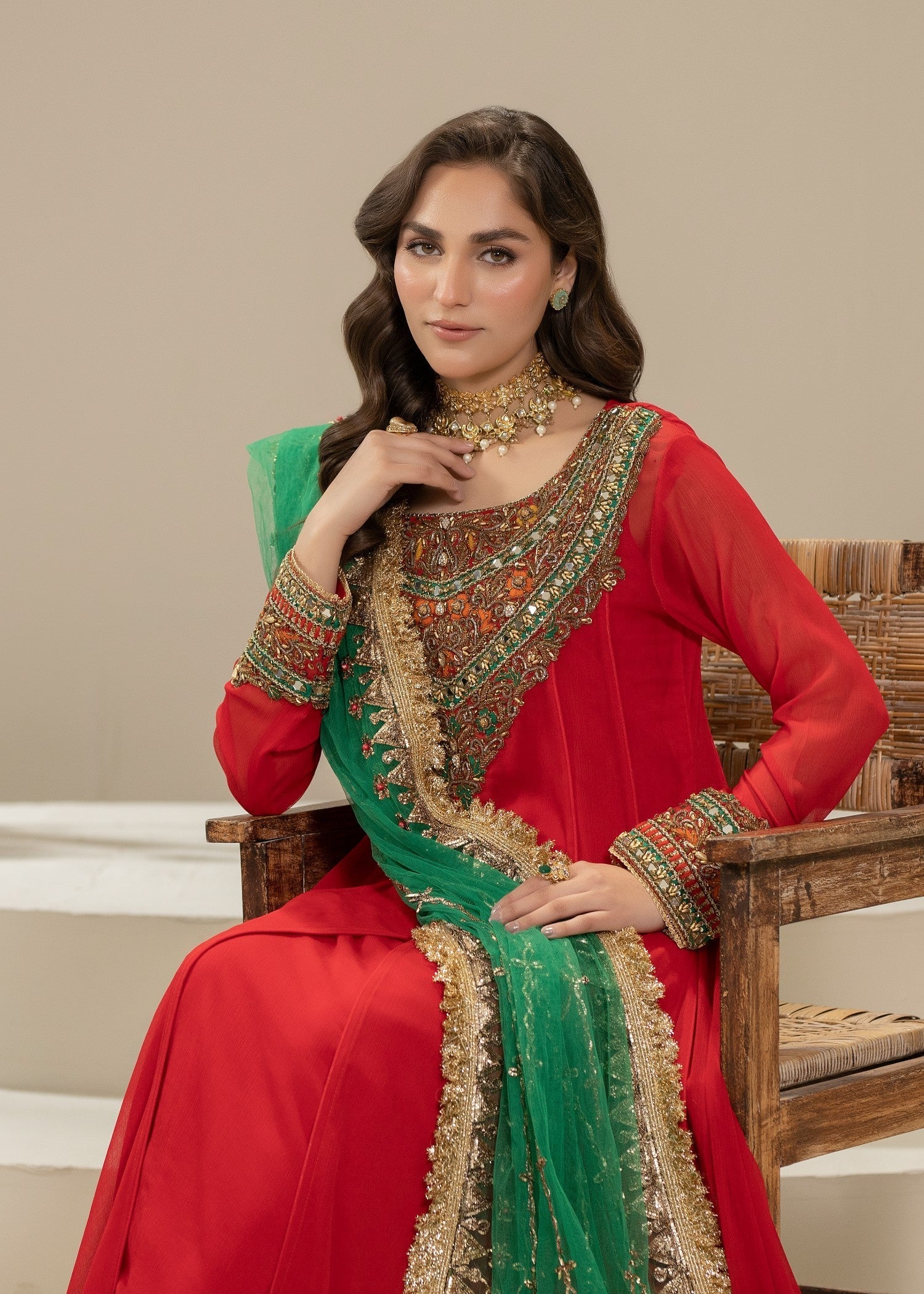 Khuda Baksh Creations Z 304 Red Women 4pcs