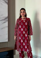 Chaudhary Arts Ace maroon printed Women 2pcs