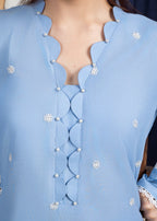 Ahlam By Safa Textile Embroidery Suit (Sky Blue) Women 2pcs