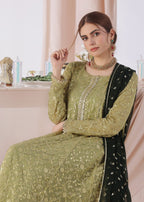 Ayesha Closet Hajra Noor Olive Women 3pcs