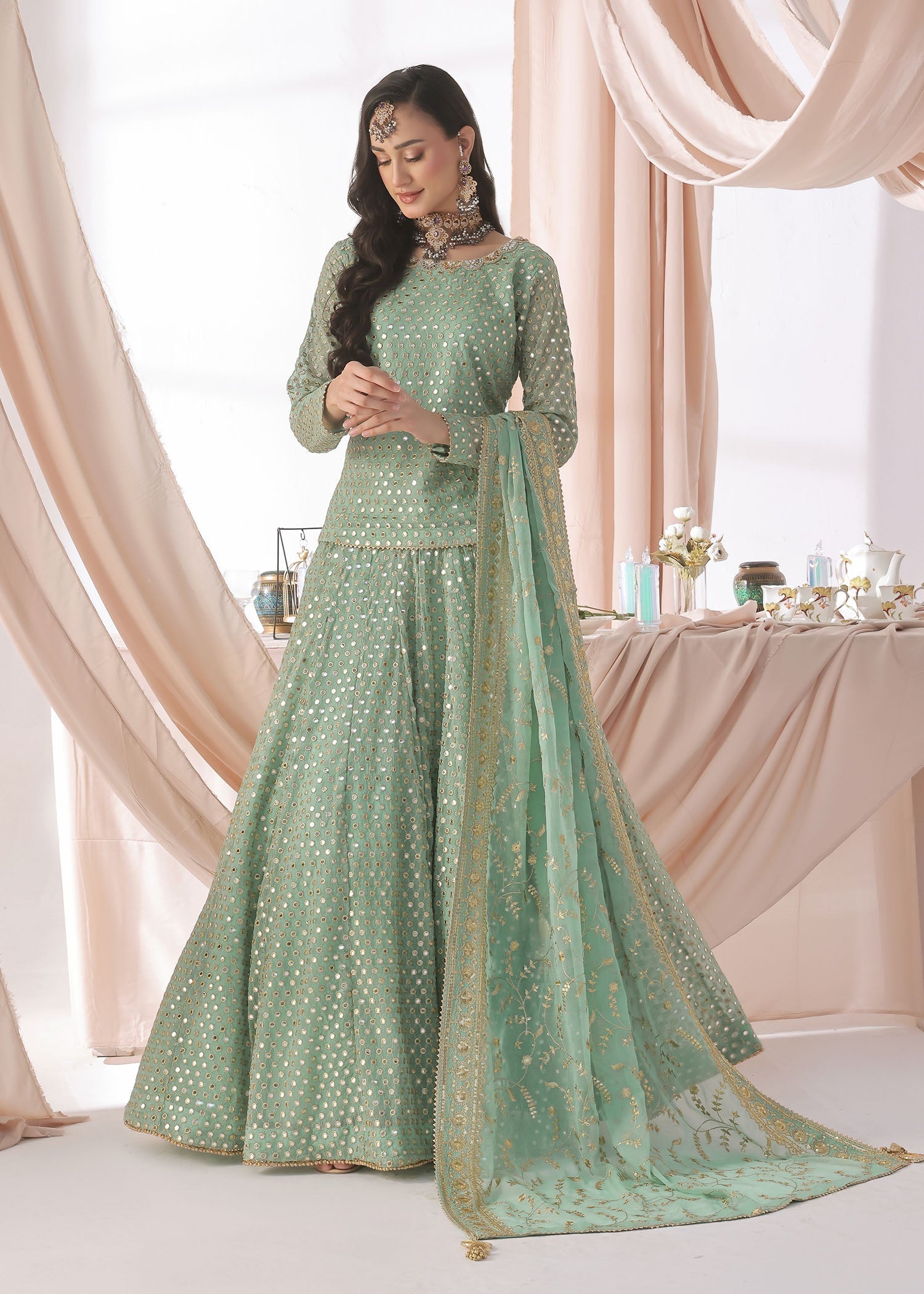 Ayesha Closet MEHJABEEN PASTEL GREEN Women 3pcs