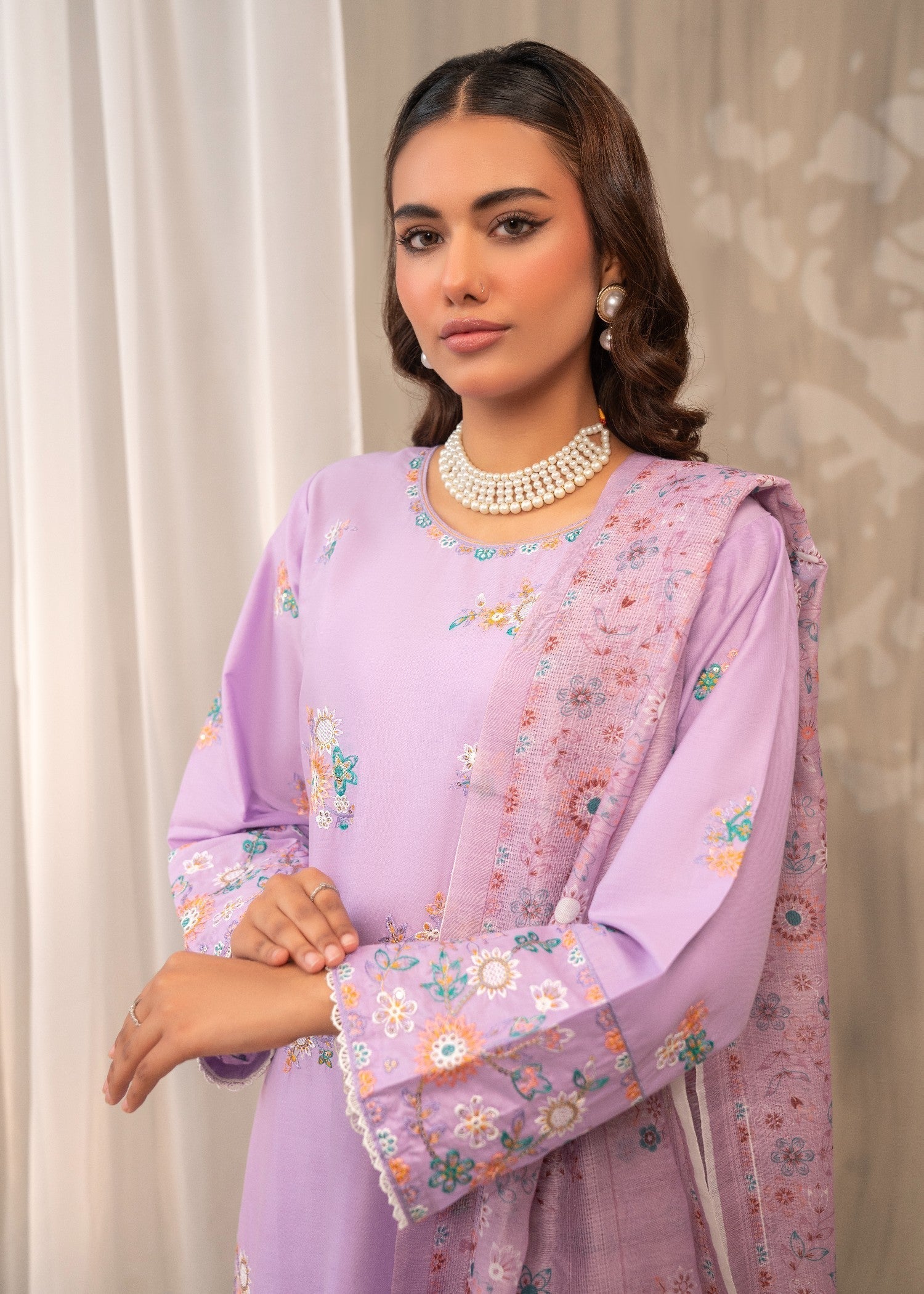 Shehroz Fashion Orchid Grace Lawn Embroidery Suit Women 3pcs