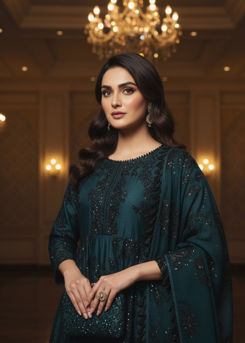 MMG Garments MEHRBAAN|HEAVY SEQUINE ORGANZA HAND EMBROIDERED FROCK MMG 817 Women 3pcs