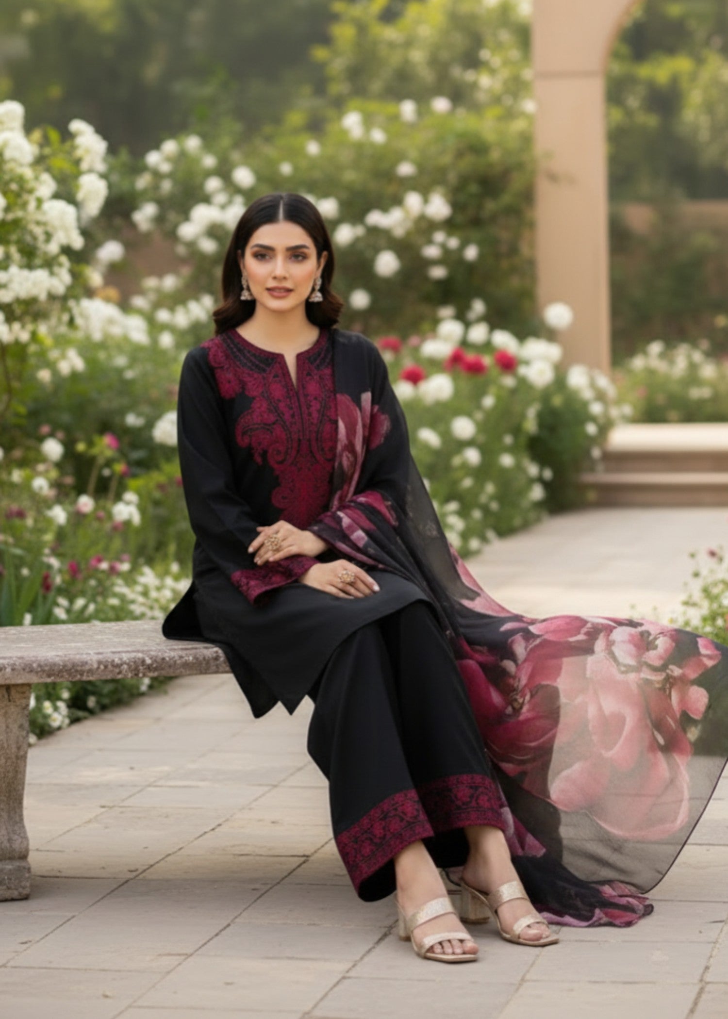 Tehzeeb Libas MAHE NOOR EMBROIDERED Women 3pcs