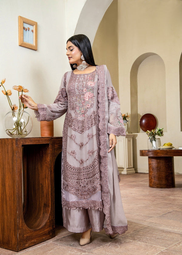 Pehnawa By Bin Akram’s Mauve Rose Pret | Chiffon Kurta Set Women 3pcs