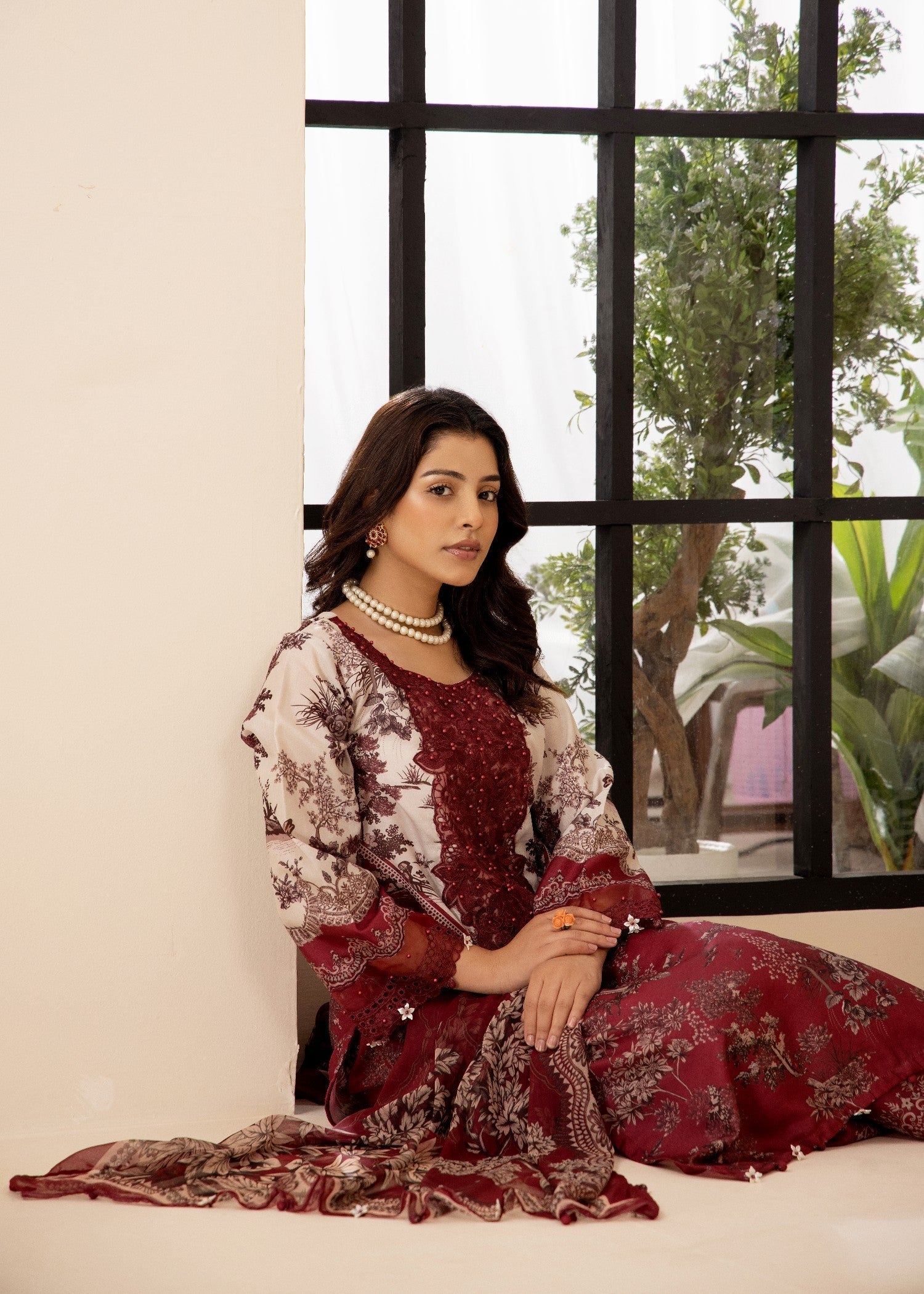 Khubsurat 4253 KH ST MAROON Printed Women 3pcs