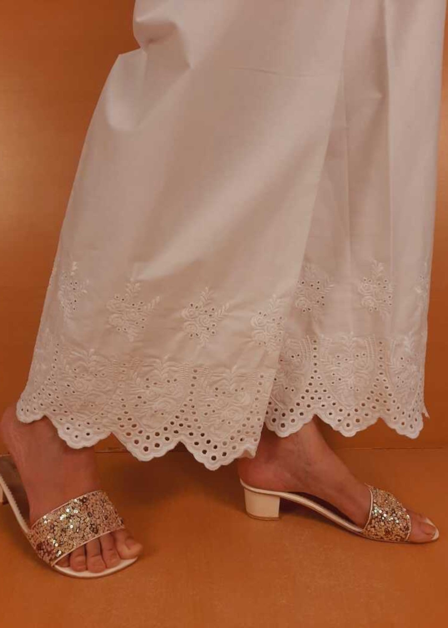 Zardi Embroided Strechable Palazo White ZT504 Women 1pcs