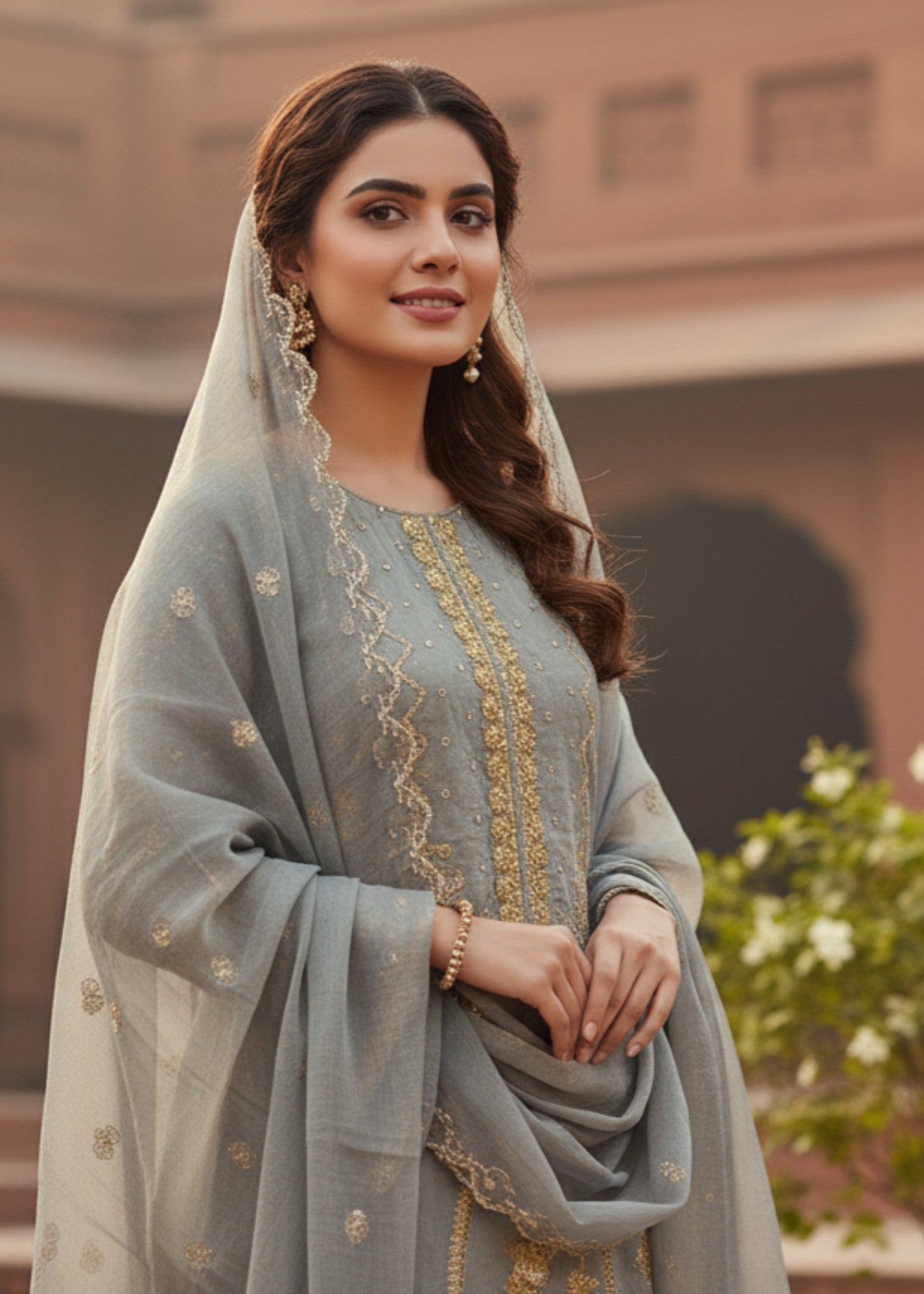 MMG Garments NOOR E MASURI| EMBROIDERED MASURI SUIT GREY MMG 808 Women 3pcs