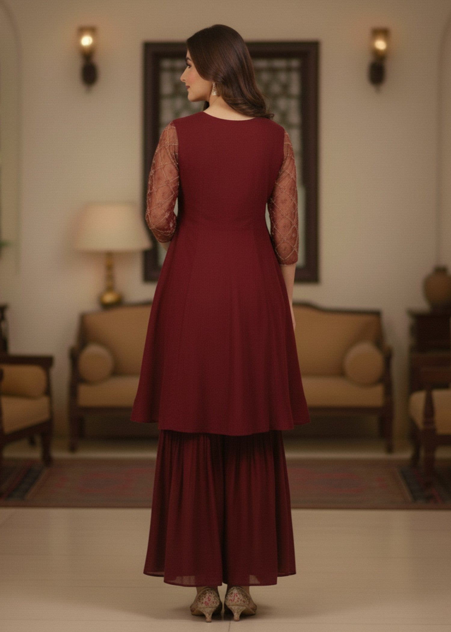 Diara Couture NAINA US 528 MAROON Women 3pcs