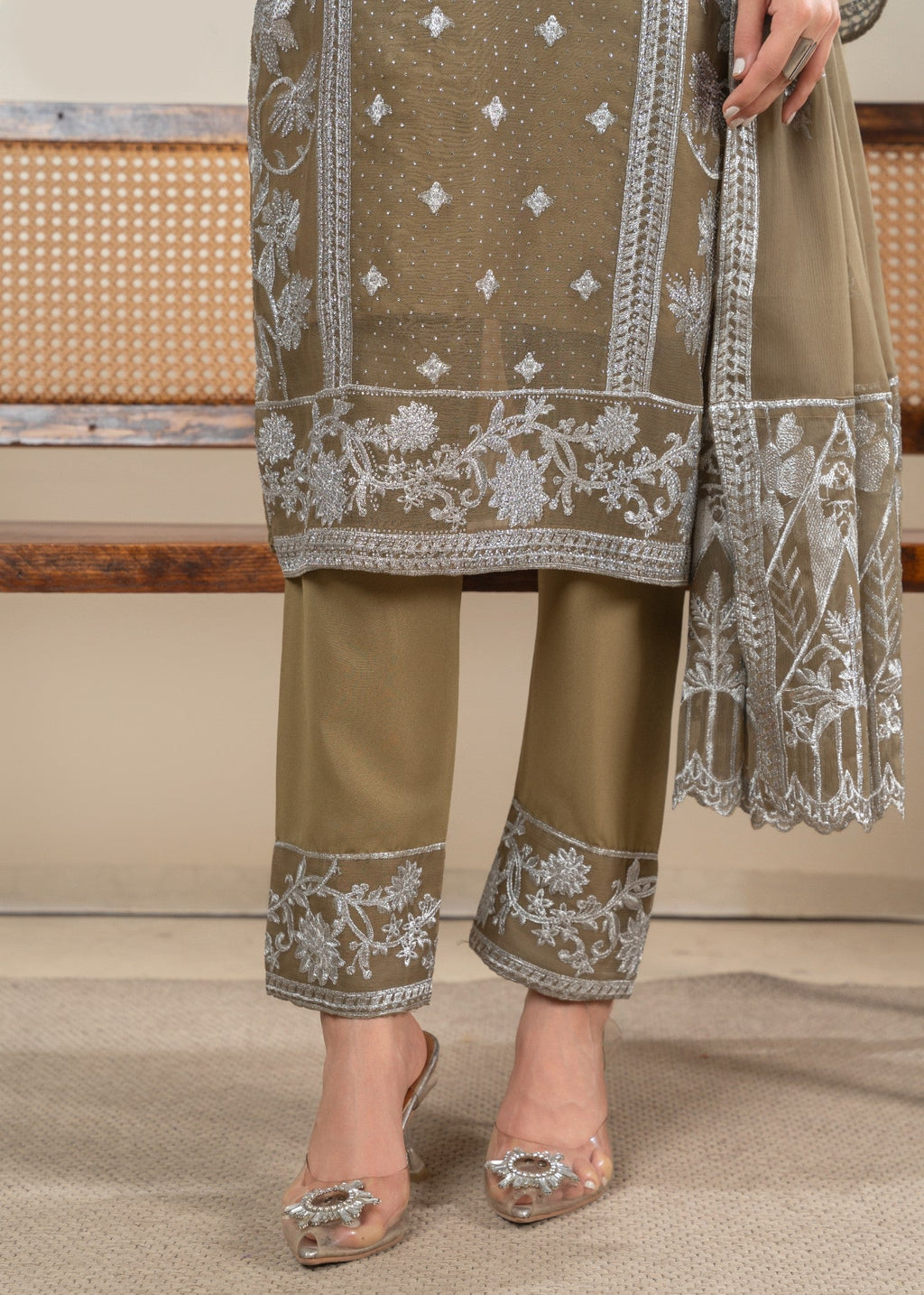 Four Season Boutique MAHROSE CHIFFON OLIVE GREEN Women 3pcs