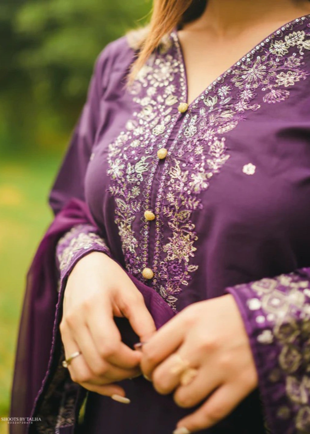 Chaudhary Arts Voilet Embroidered Women 3pcs