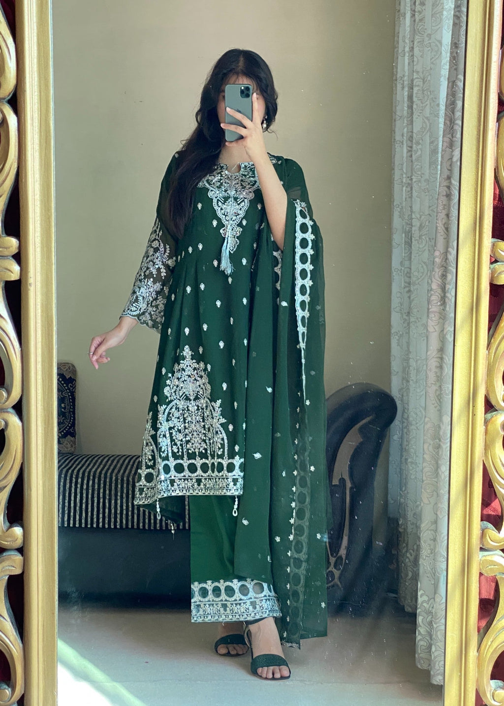 Four Season Boutique MEERA FROK BOTTLE GREEN Women 3pcs