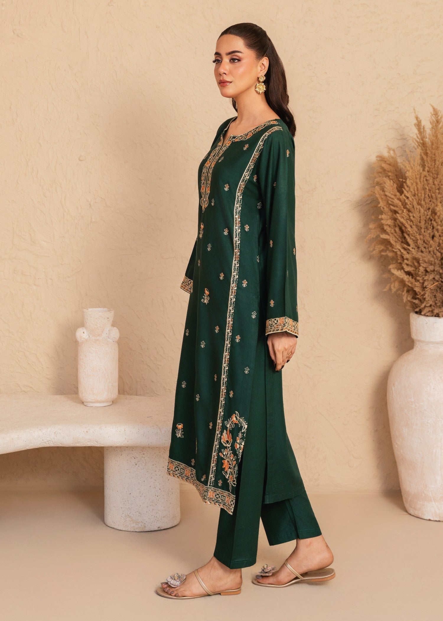 Tehzeeb Libas MULTI GREEN EMBROIDERED Women 2pcs
