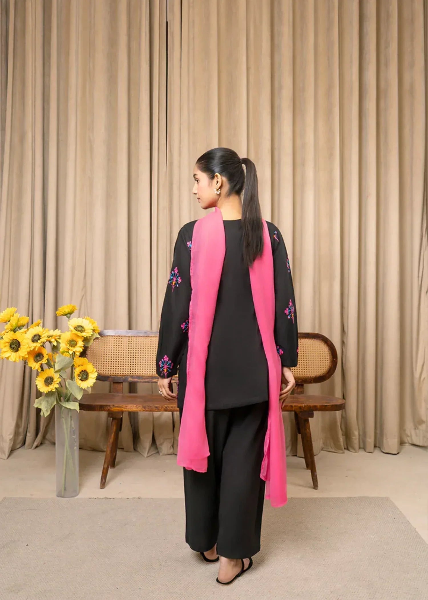 Stylish Collection BLACK BLOSSOM Women 3pcs