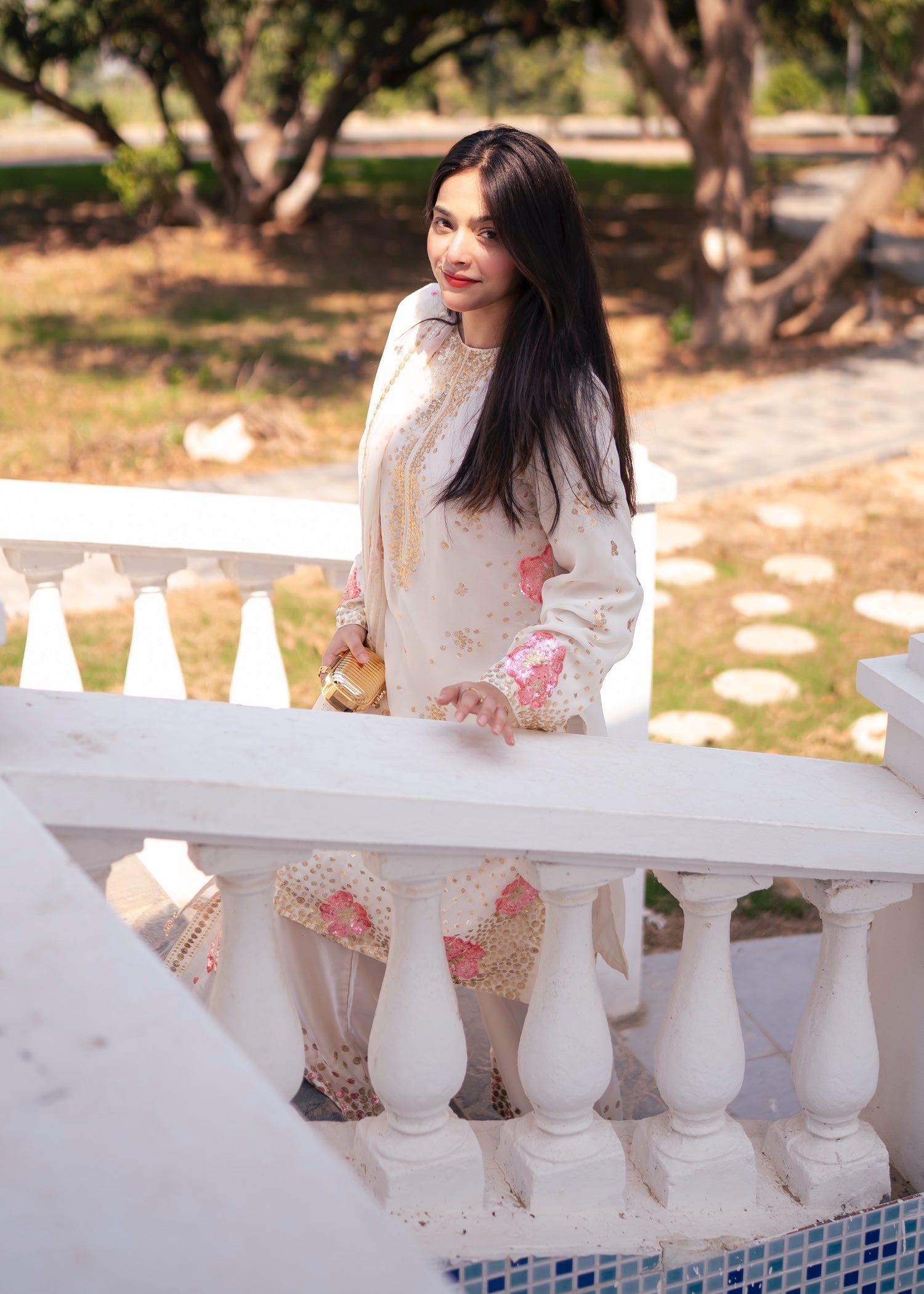 Suits By Sadia Chiffon nimra offwhite Women 3pcs