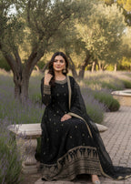 Pehnawa By Bin Akram’s Black Bloom | Kattan Silk Maxi Women 3pcs