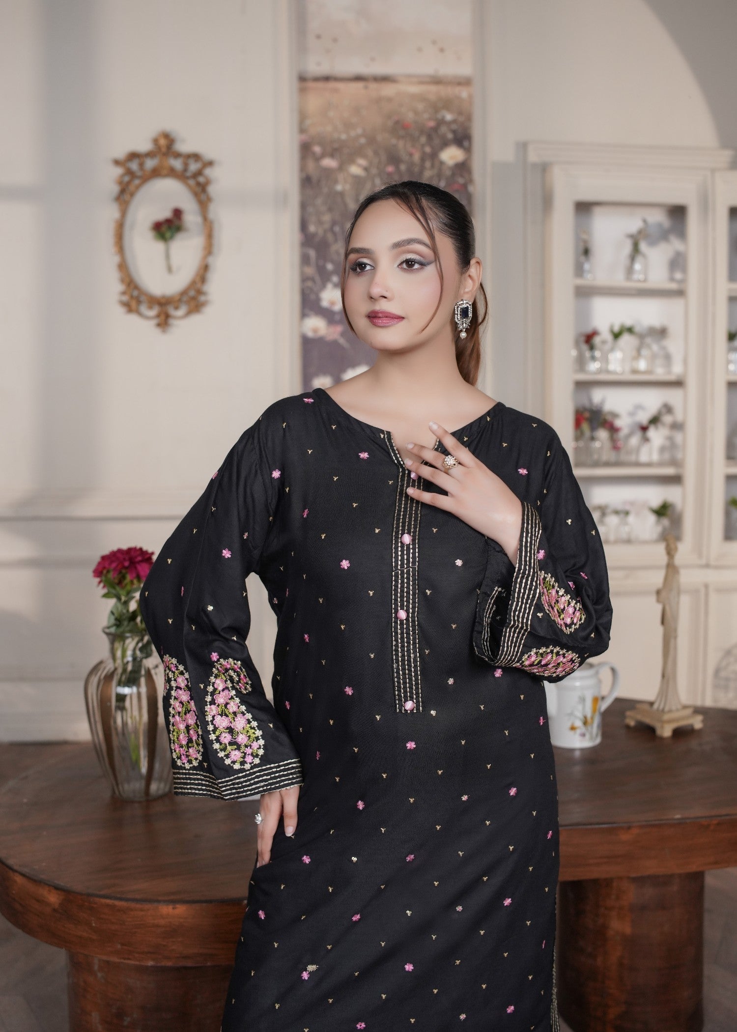 Gulposh Cloud Black ( Embroided ) Black Women 2pcs