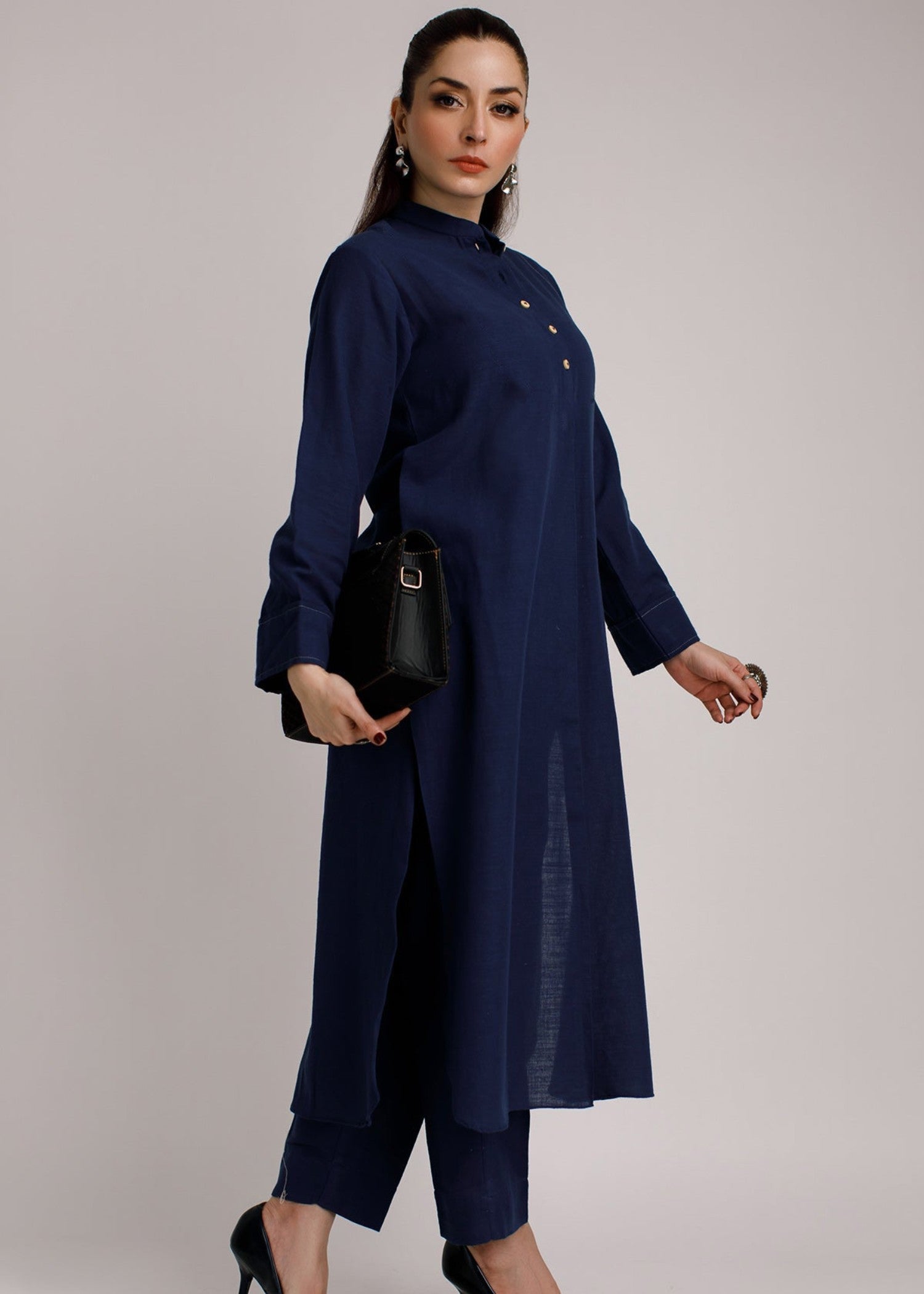 Peach Republic Navy Blue Khaddar Suit Women 2pcs