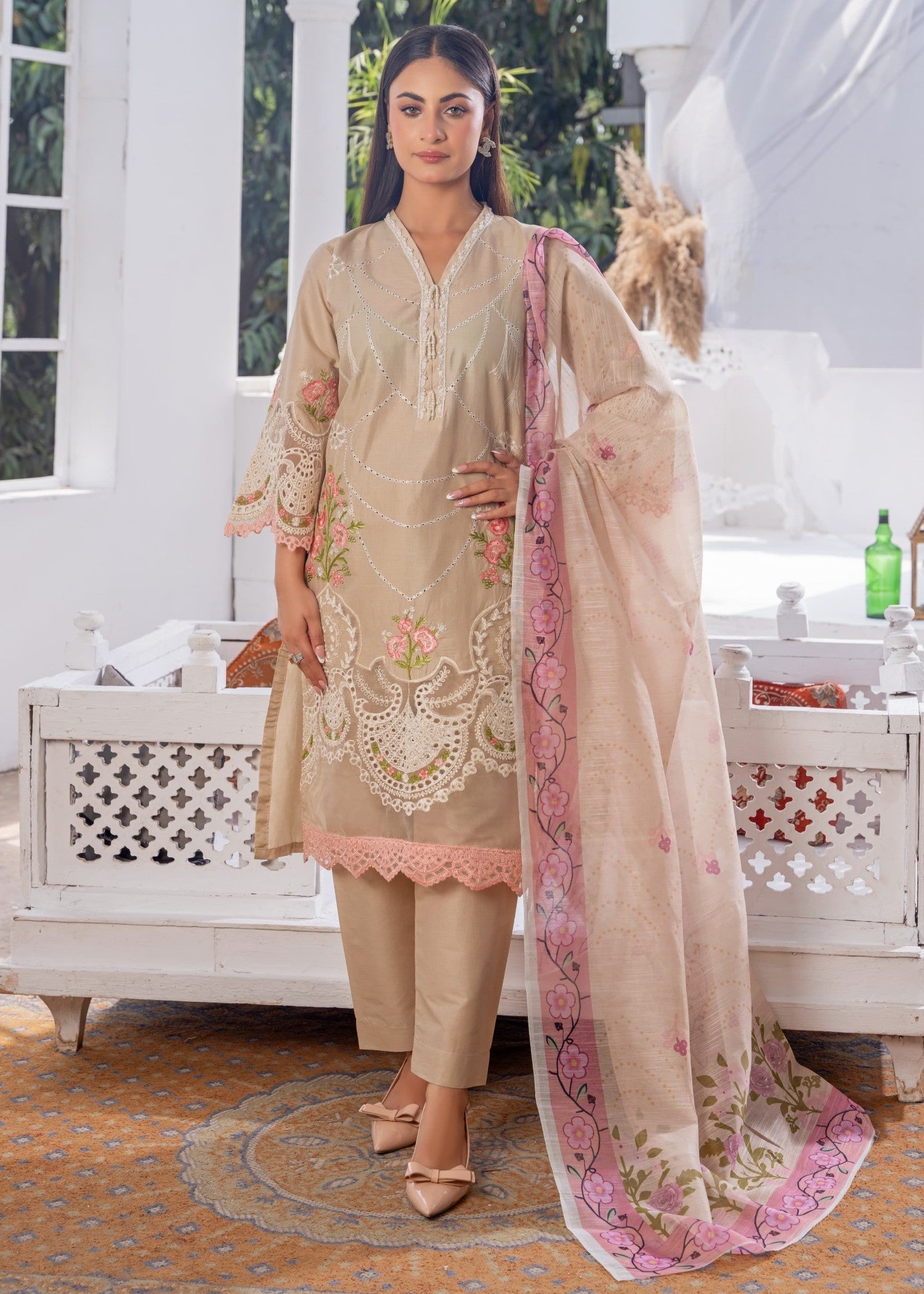 Sajfi Closet Luxury Cotton Stitched for Women | Beige Women 3pcs