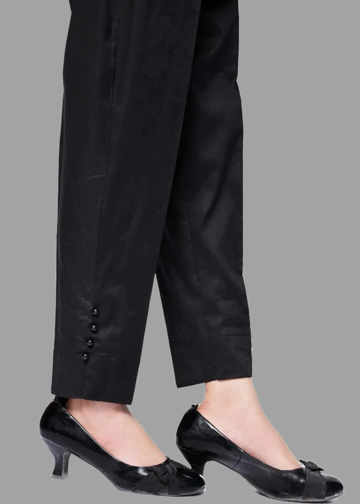 Urban Cut Jet Black Stitched Trouser with slit opening – 100% Cotton Women 1pcs