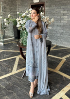 Pehnawa By Bin Akram’s Grey Mist Pret | Chiffon Kurta set Women 3pcs