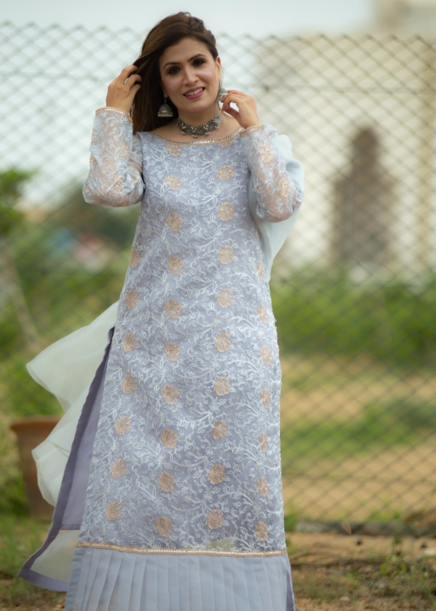 Hayati Collections – Organza Grey – Embroidery Women 3pcs