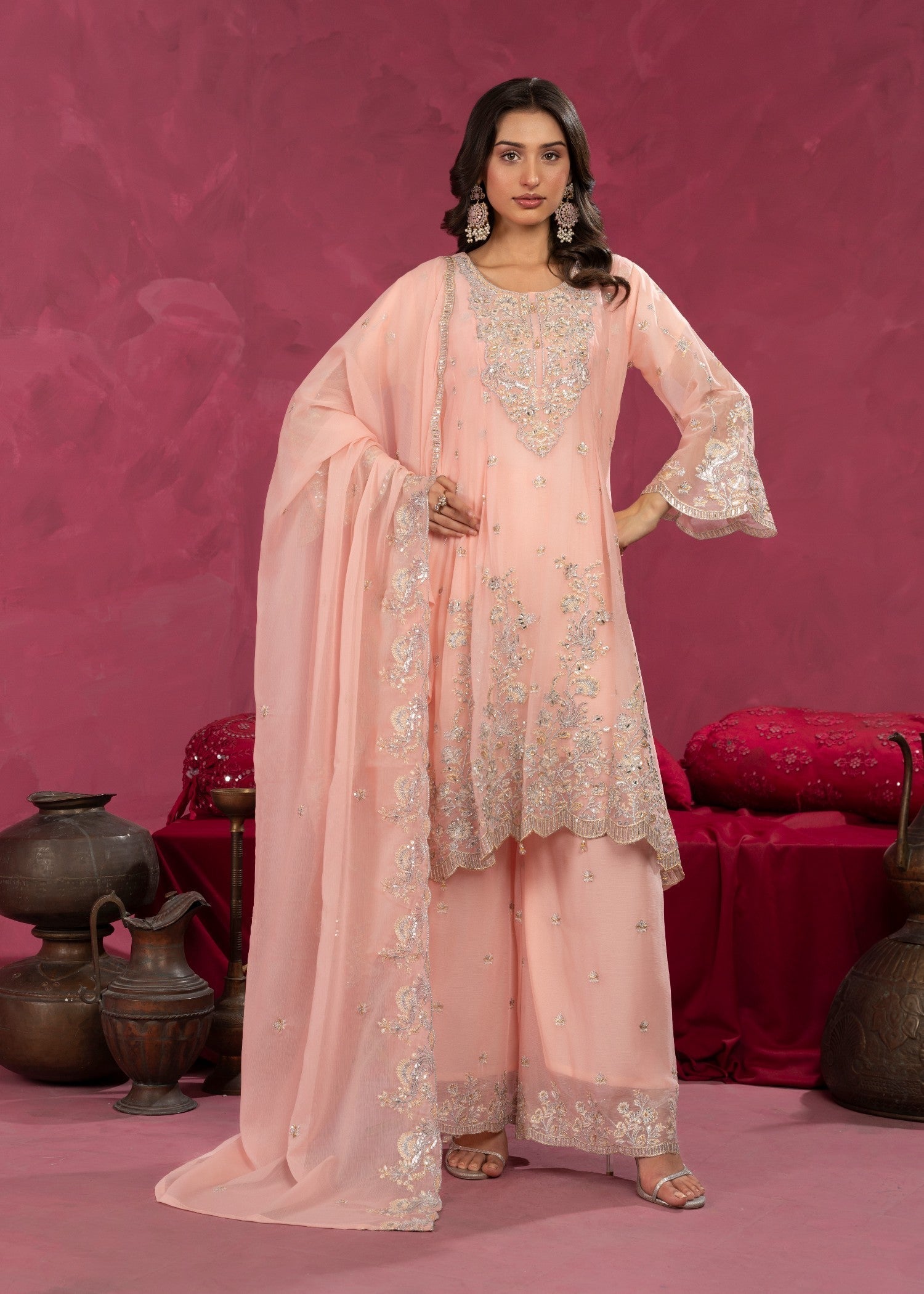 Four Season Boutique ZEBA FROK PEACH Women 3pcs