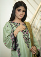 Hayati Collections Pure Cotton |Embroidery with Delicate Bead Detailing | Pista Green Women 3pcs