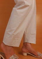 Zardi Embroided Cotton Trouser White PT02 Women 1pcs