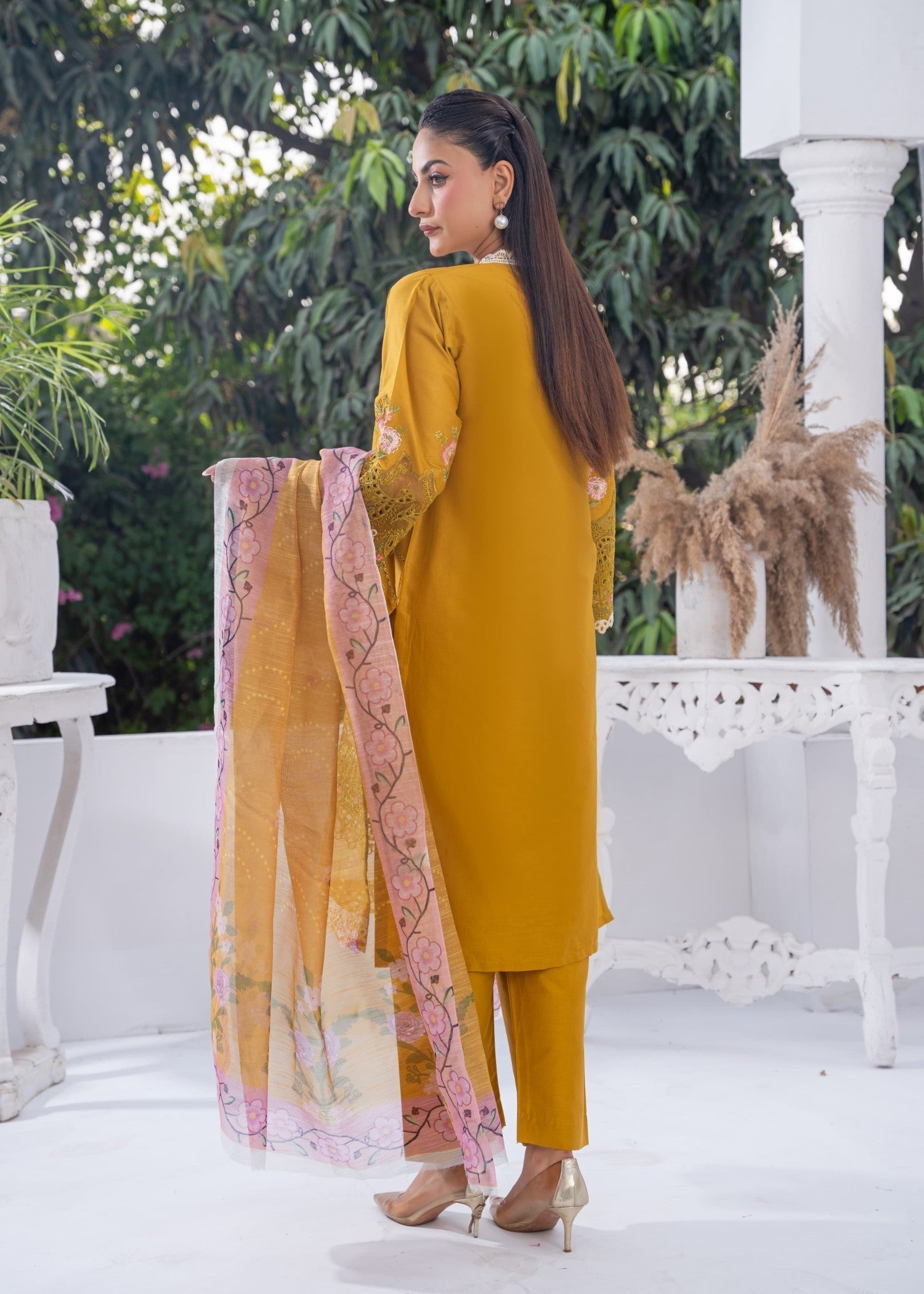 Sajfi Closet Luxury Cotton Stitched for Women | Mustard Women 3pcs