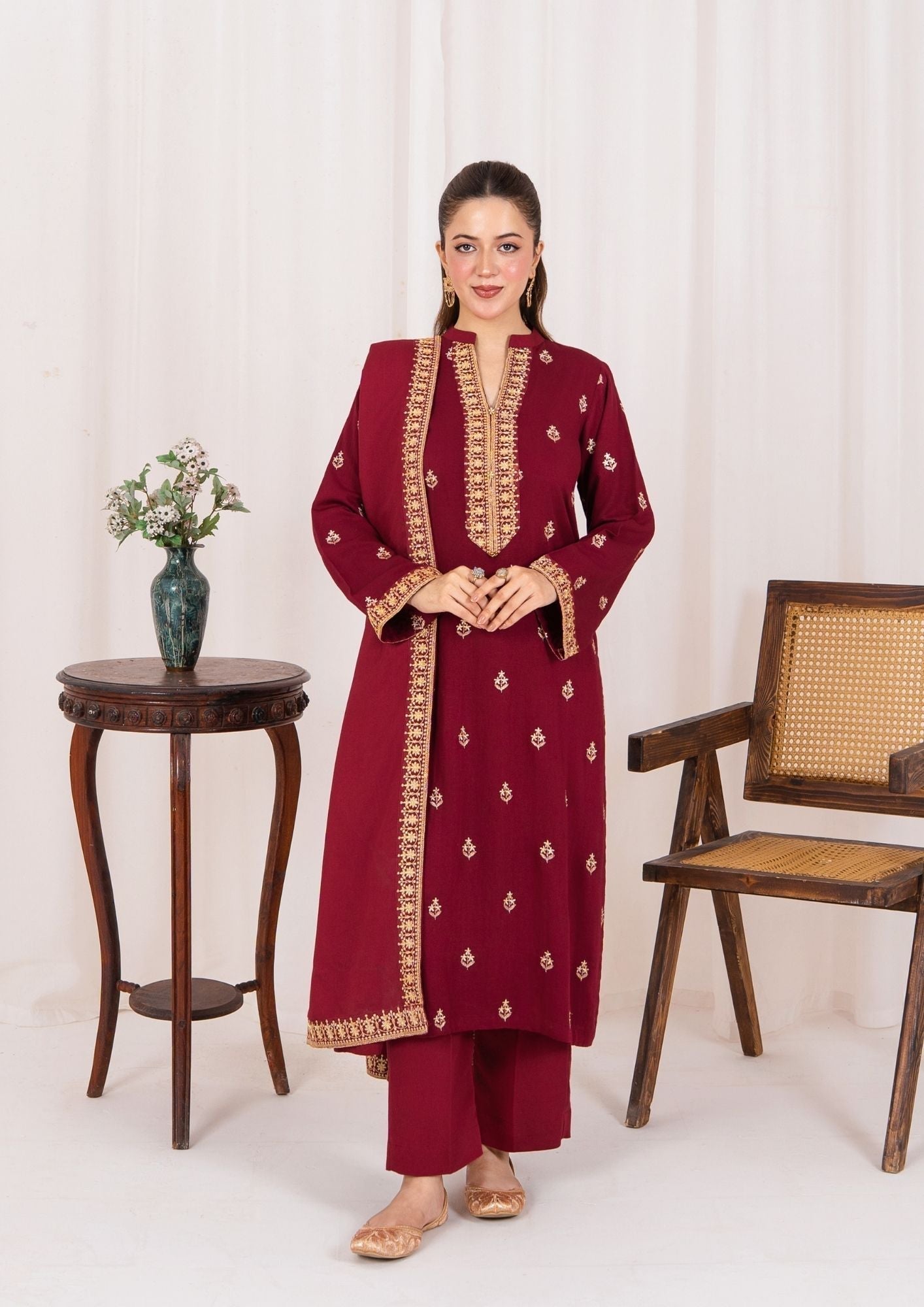 Yolo Pret Embroidered Silk Karandi with Embroidered Border Shawl AML W25 0030 Women 3pcs