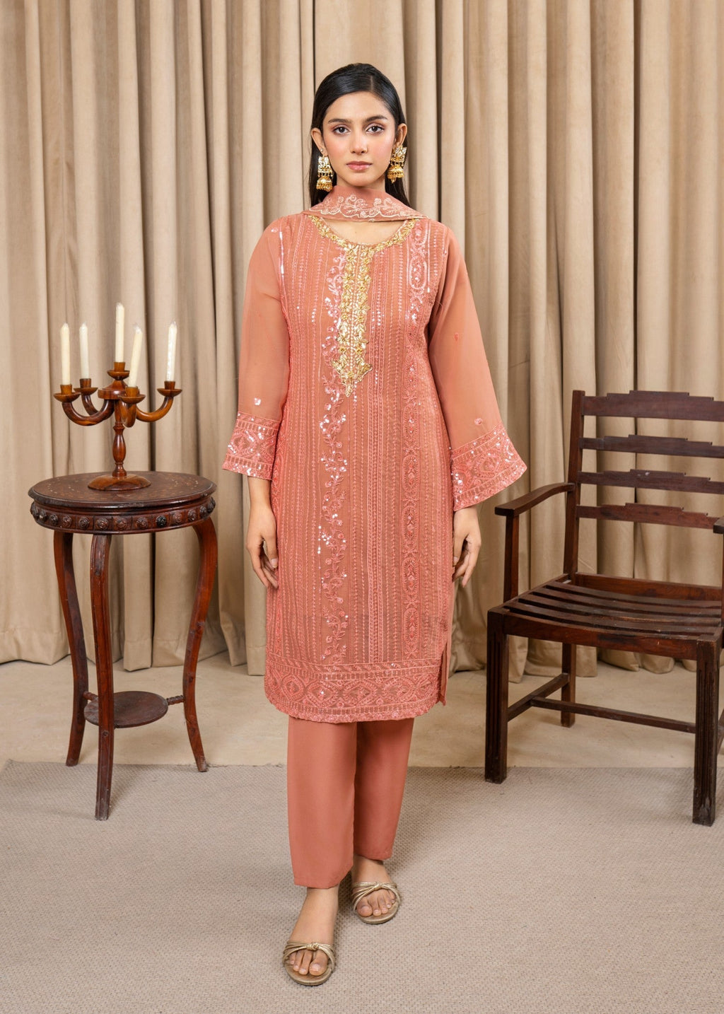 Four Season Boutique RUBBY SEQUENCE PEACH Women 3pcs