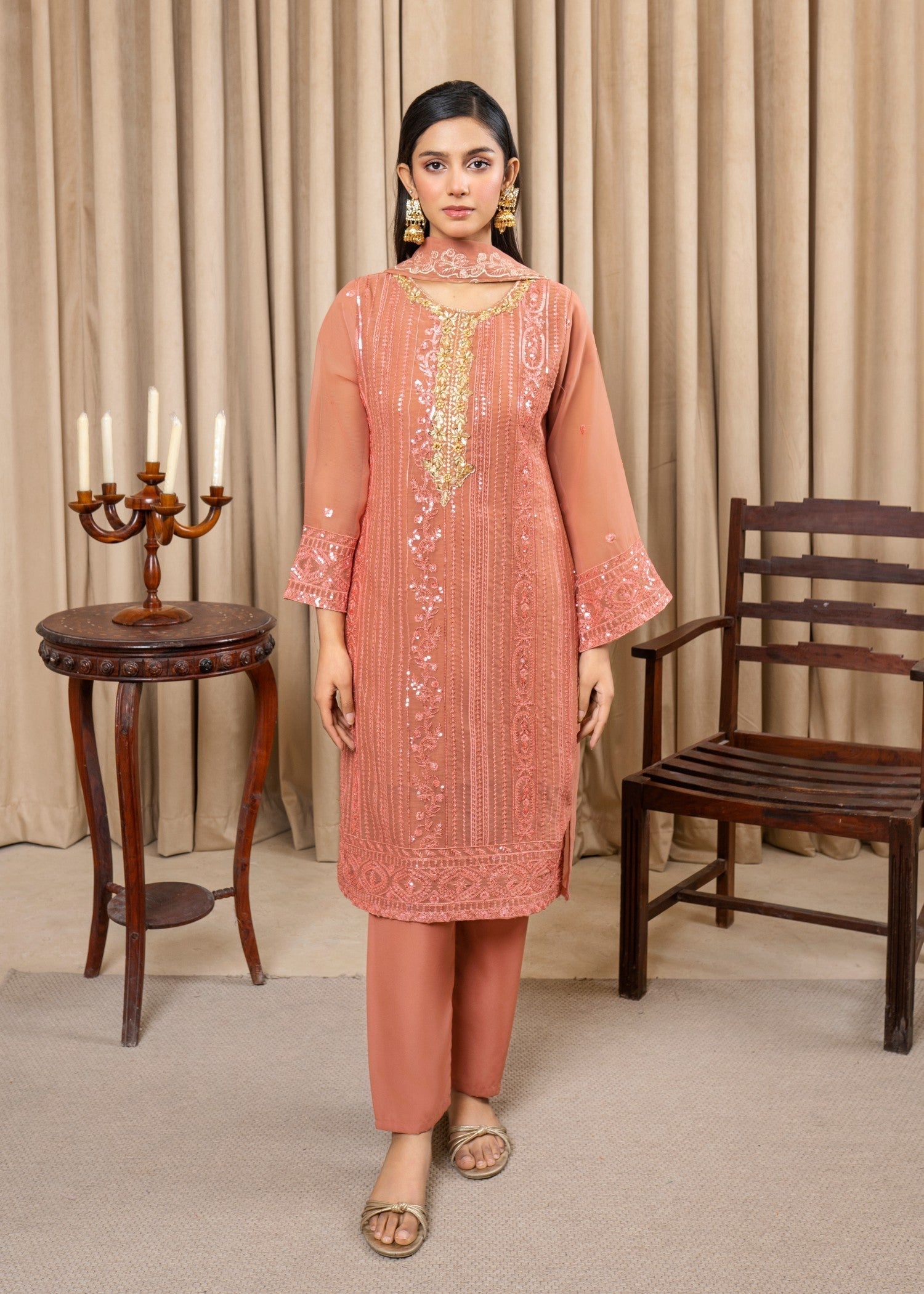 Four Season Boutique RUBBY SEQUENCE PEACH Women 3pcs