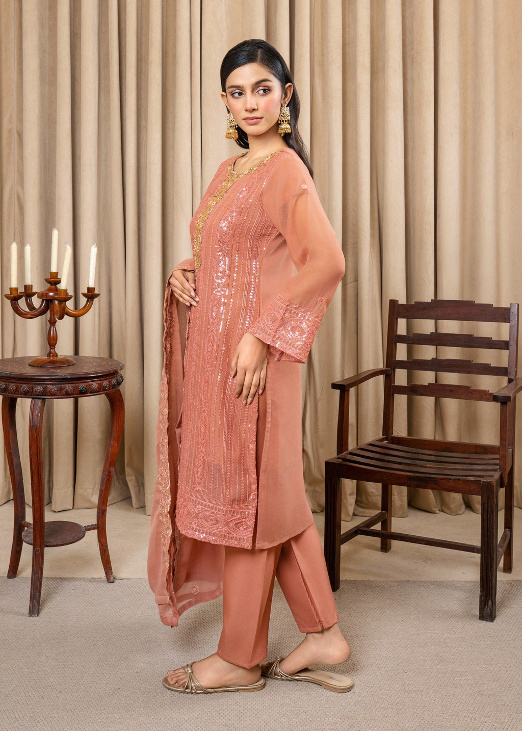 Four Season Boutique RUBBY SEQUENCE PEACH Women 3pcs