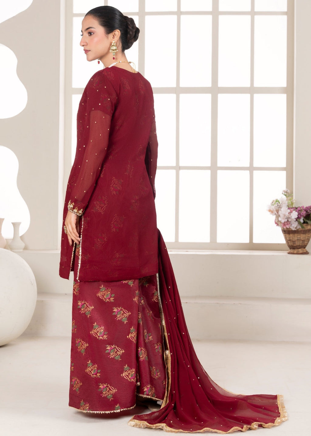 Maira Fashion Maroon Sharara 25 Women 3pcs