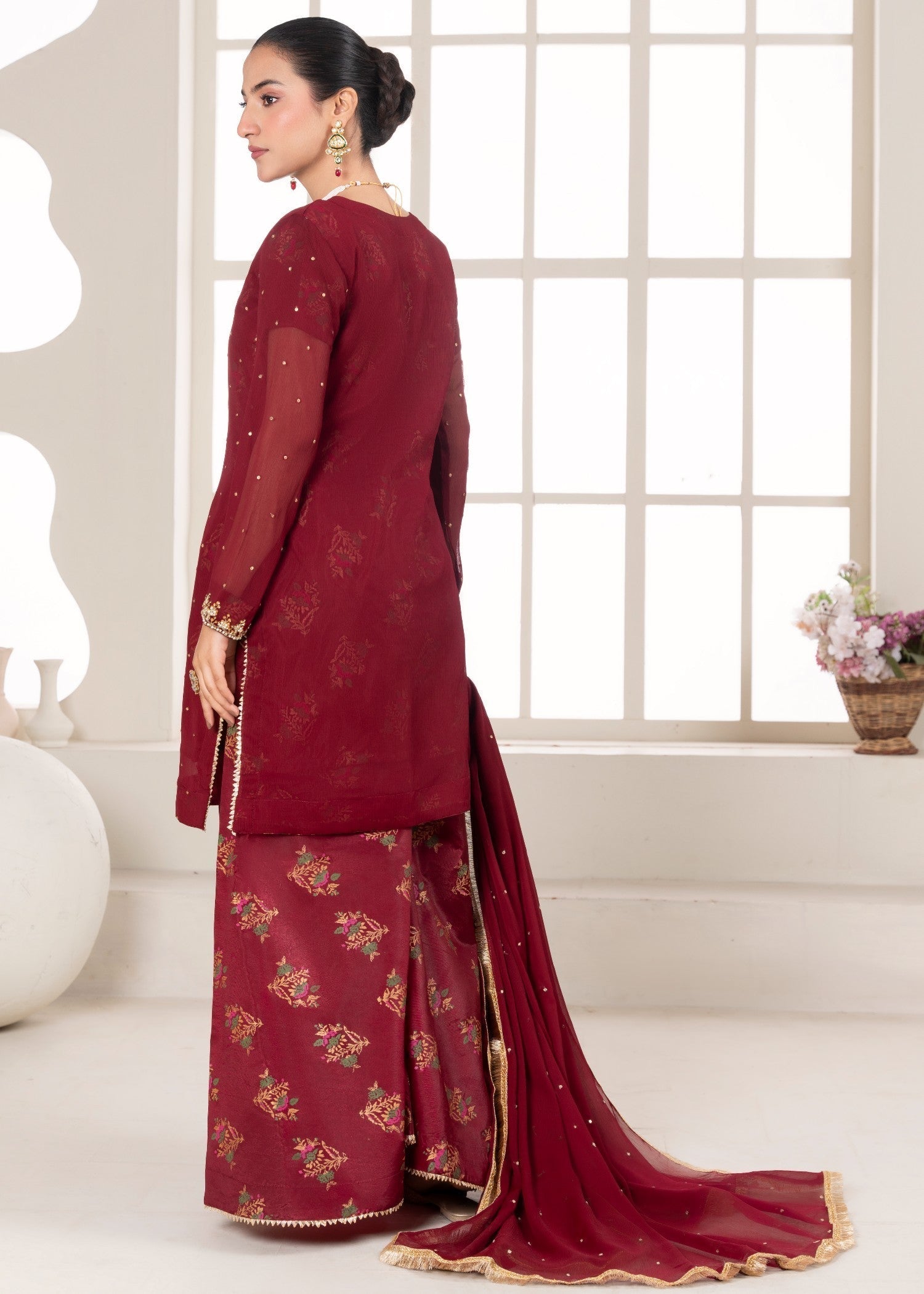 Maira Fashion Maroon Sharara 25 Women 3pcs