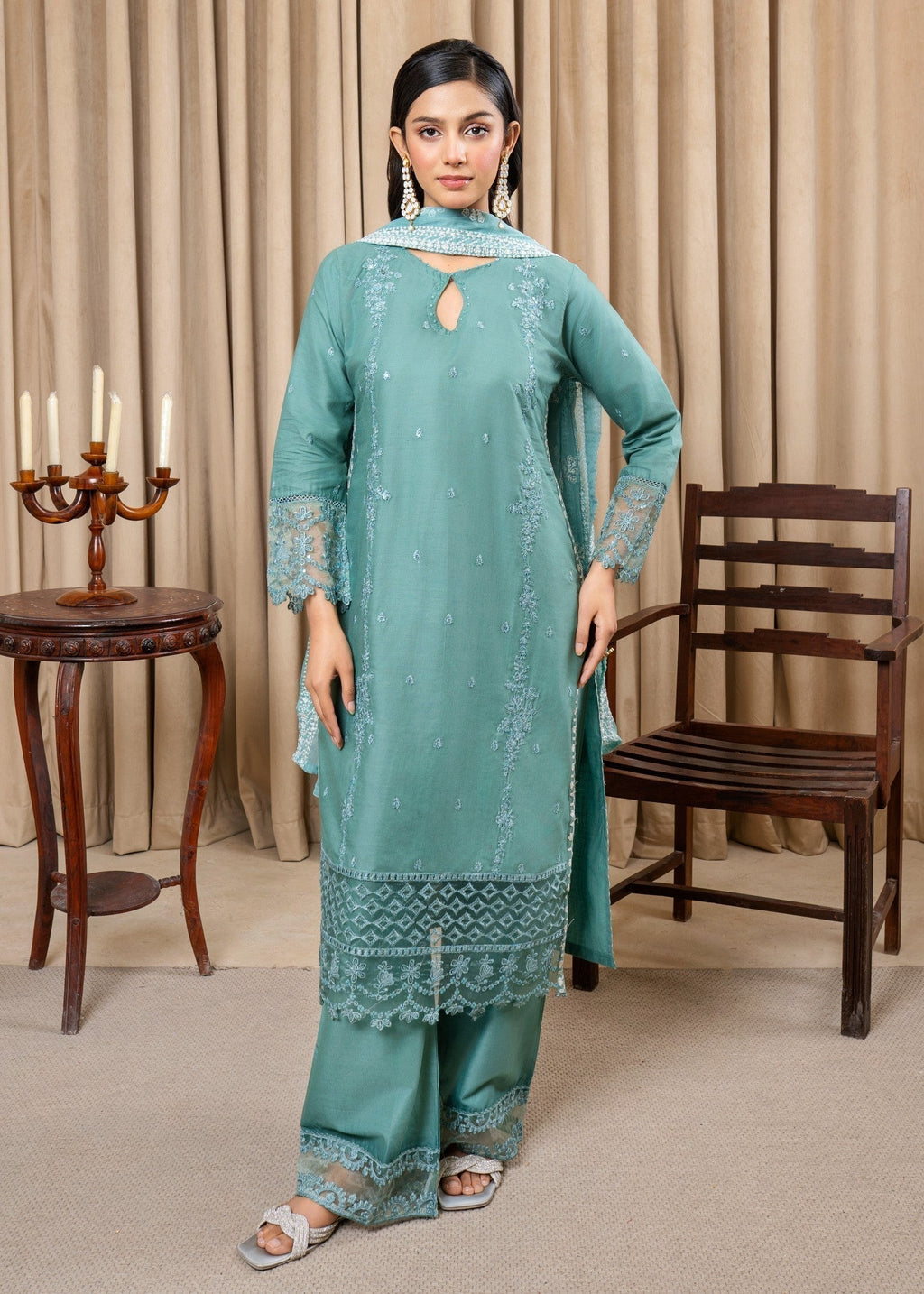 Four Season Boutique NOORANI COTTON SEA GREEN Women 3pcs
