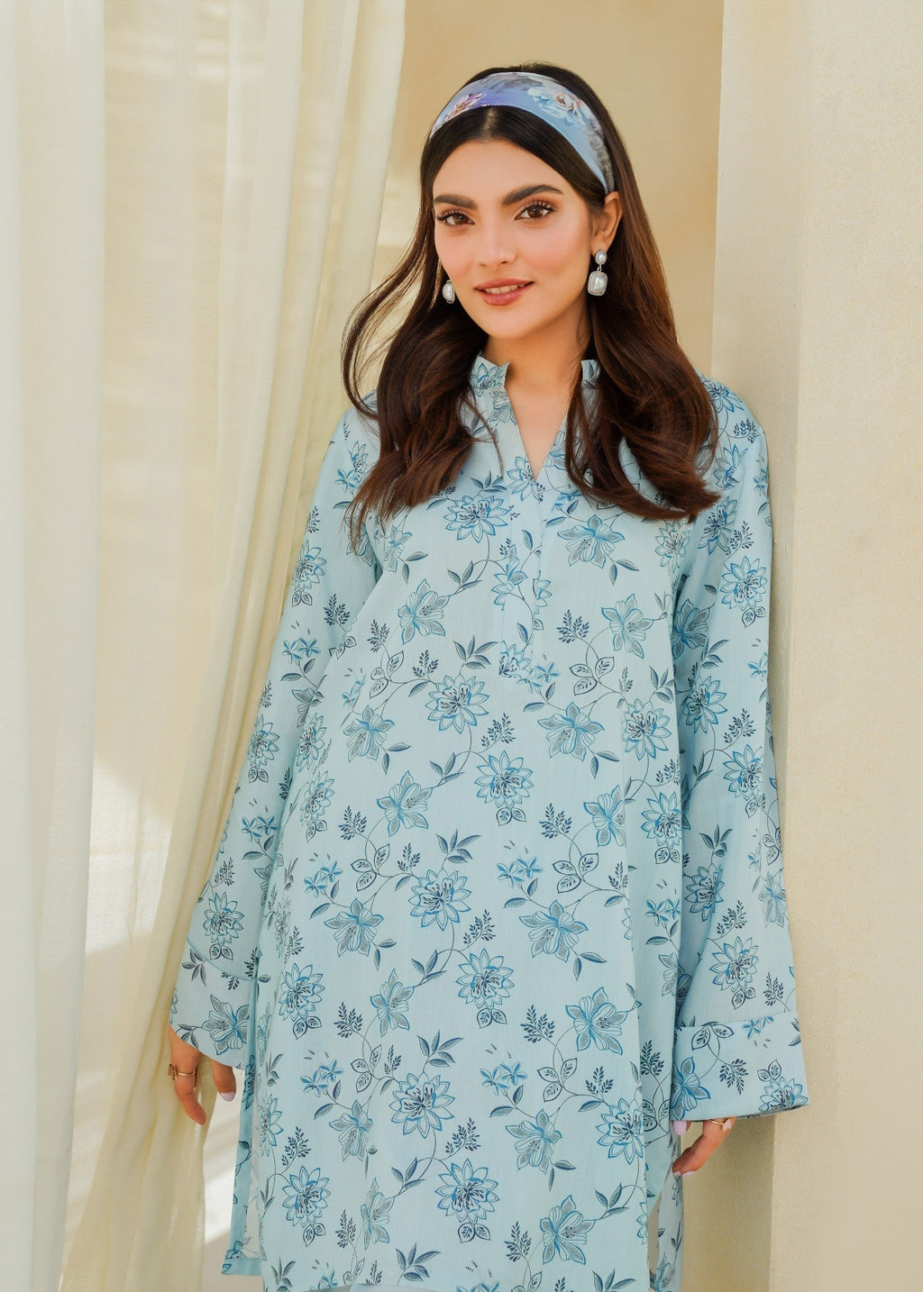 Divinely Crafted Women's Printed Cord Set Indigo Blossom Women 2pcs