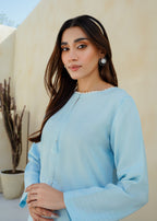 Divinely Crafted Women's Solid Cord Set Arctic Blue Women 2pcs