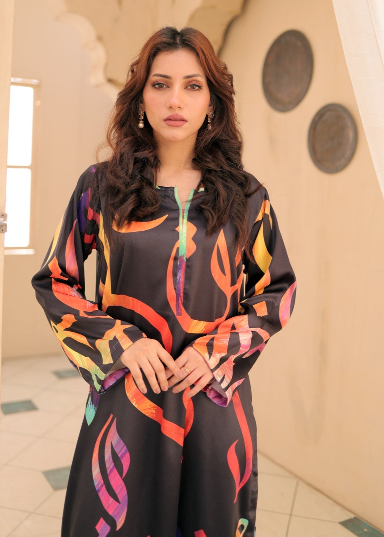 Tng (The Next Generation) Huroof Shirt | Crepe | Multi Women 1pcs