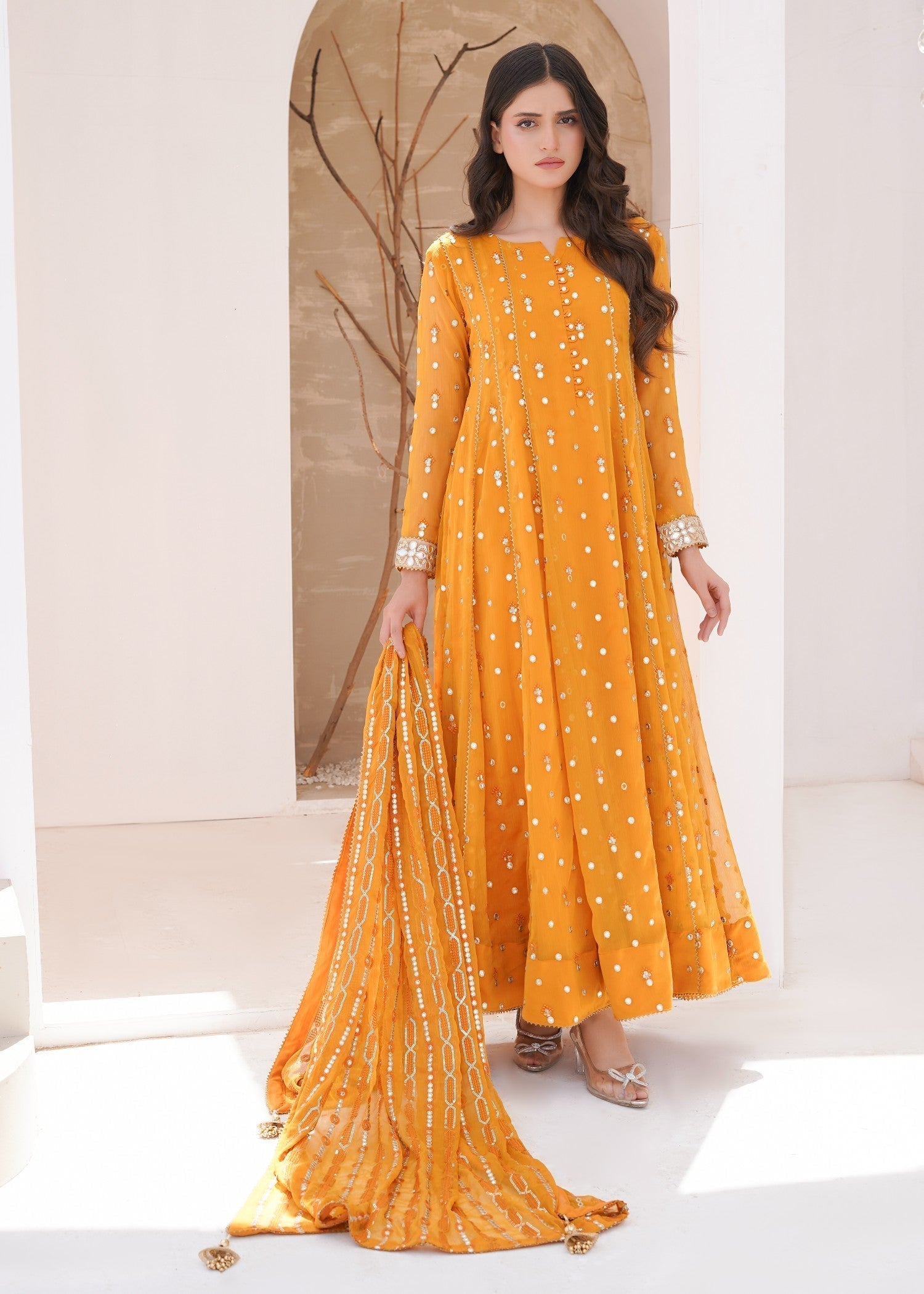 Ayesha Closet sundus mustard Women 3pcs