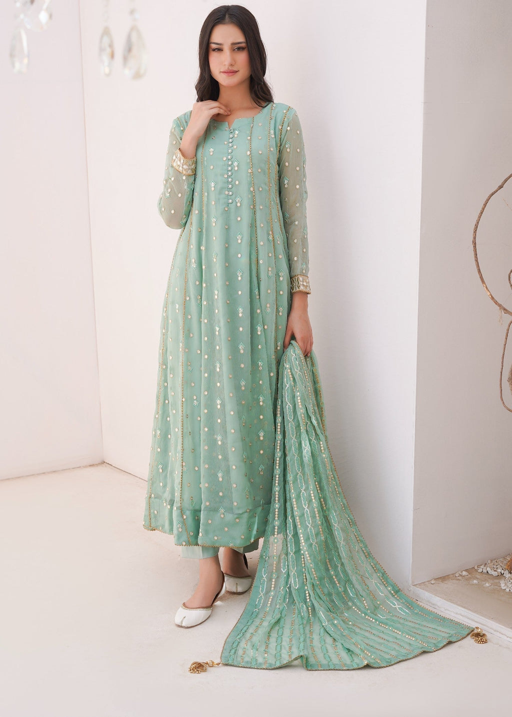 Ayesha Closet sundus pastel green Women 3pcs
