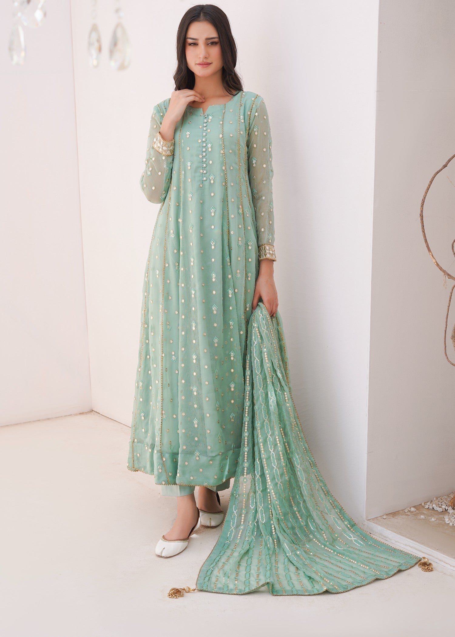 Ayesha Closet sundus pastel green Women 3pcs