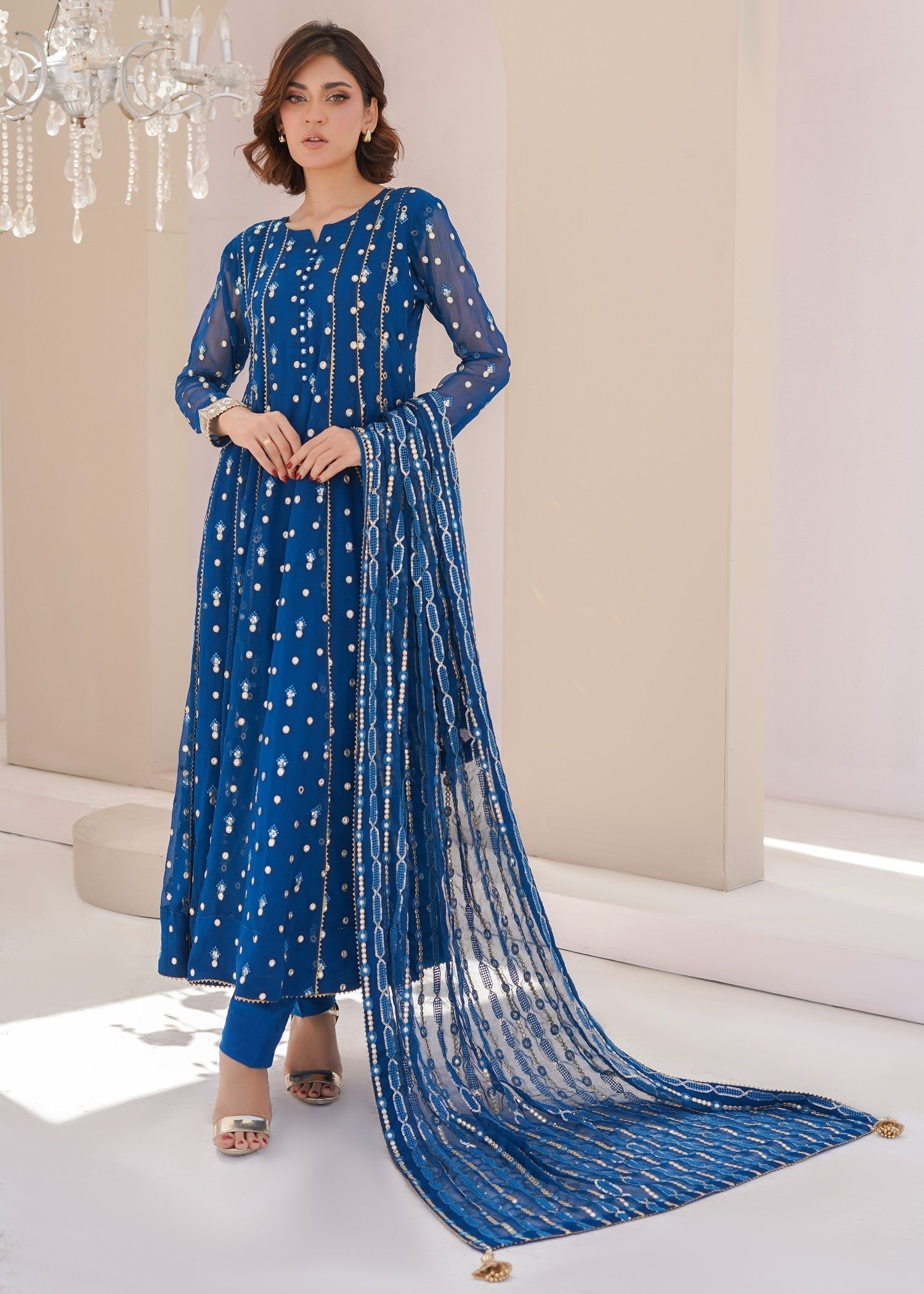 Ayesha Closet sundus teal blue Women 3pcs