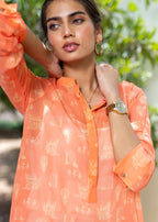 Daak & Co. Mughal Kurta Peach (Shirt & Slip) Women 1pcs