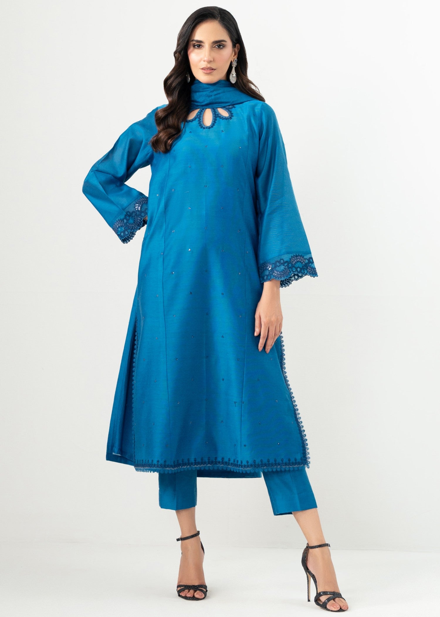 Zeen Stitched Embroidered Cotton Net Suit WZM34538 Women 3pcs