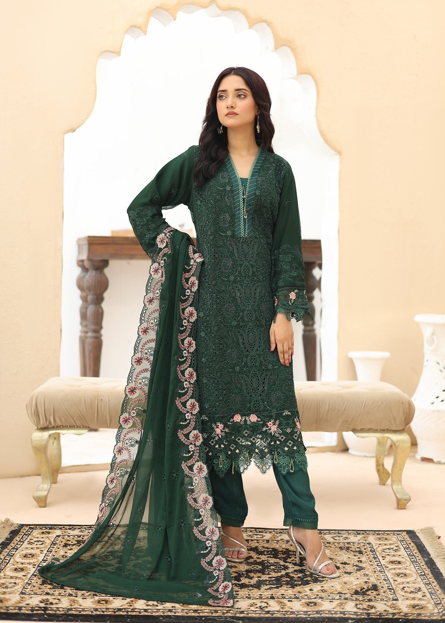 Umer Aayan BOTTLE GREEN BONITA Women 3pcs