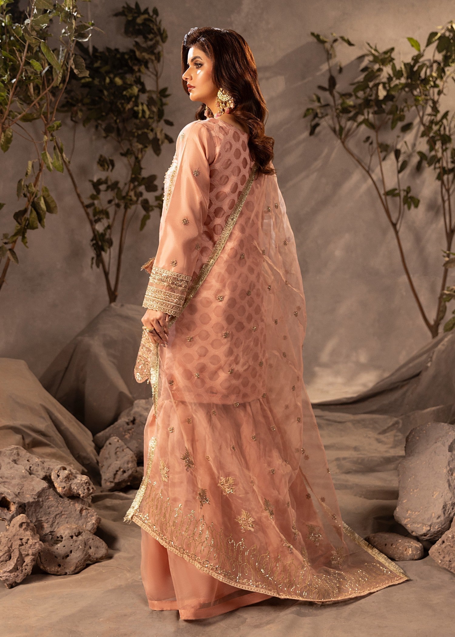 Diara Couture SHAHNOOR US 493 PEACH Women 3pcs